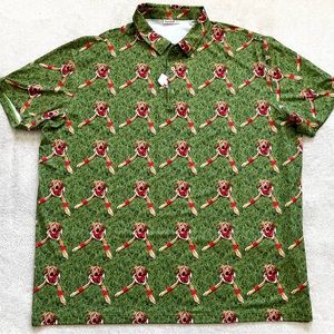 XANDUP NWT Still Ruffin It Dog Print Polo Size 4XL Novelty Funny Artsy